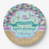 Mermaid Birthday Party Personalisiert Paper Plate Pappteller (Vorderseite)