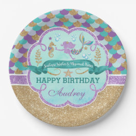 Mermaid Birthday Party Personalisiert Paper Plate Pappteller