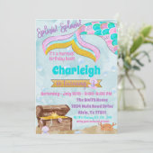 Mermaid Birthday Party Pool Party Initiation Einladung (Stehend Vorderseite)