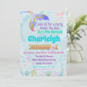 Mermaid Birthday Party Pool Party Initiation Invi Einladung (Stehend Vorderseite)