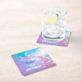 Mermaid Birthday Party Rechteckiger Pappuntersetzer (Vor Ort)