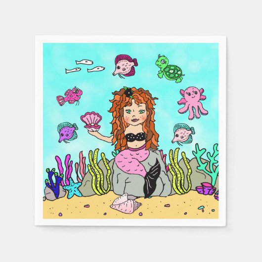Mermaid Birthday Party Serviette (Vorderseite)