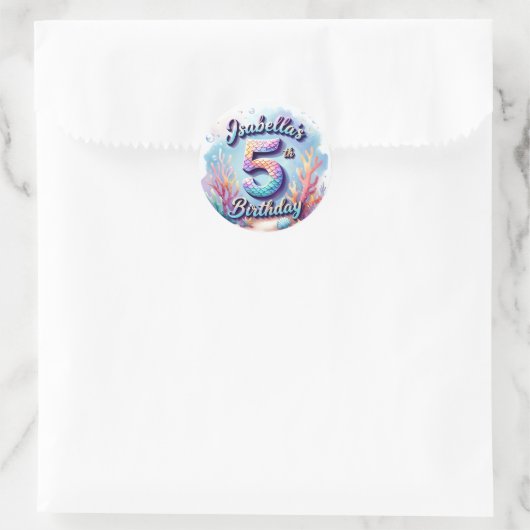Mermaid Birthday Party Sticker – Custom Name & Age (Tasche)