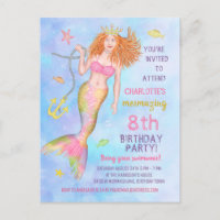 Mermaid Birthday Party Under Sea Beach Redhead