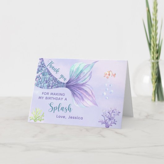 Mermaid Birthday Party Under Sea - Danke (Vorderseite)