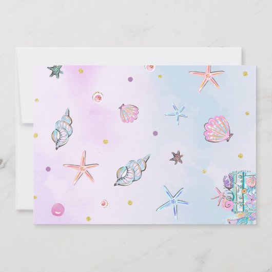 Mermaid Birthday Party under Sea Party Einladung (Rückseite)