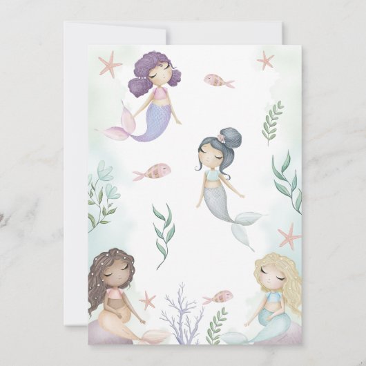 Mermaid Birthday Party under Sea Party Einladung (Rückseite)