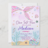 Mermaid Birthday Party under Sea Party Einladung (Vorderseite)