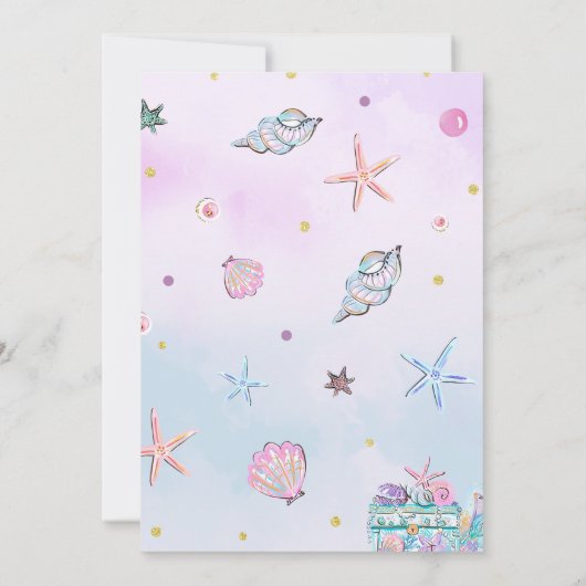 Mermaid Birthday Party under Sea Party Einladung (Rückseite)