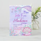 Mermaid Birthday Party under Sea Party Einladung (Stehend Vorderseite)