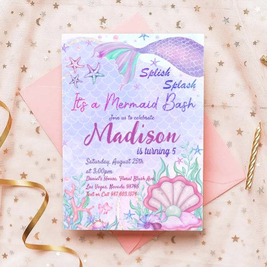 Mermaid Birthday Party under Sea Party Einladung