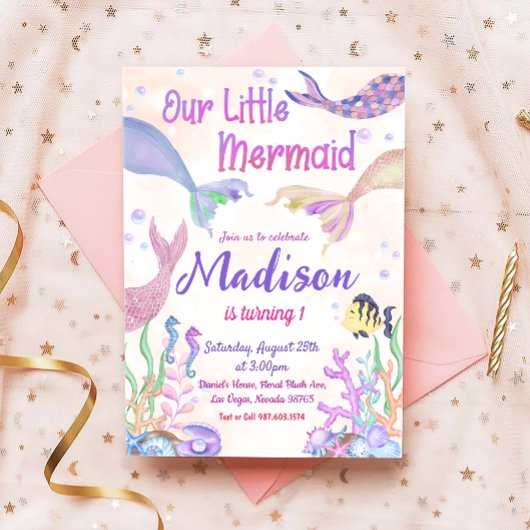 Mermaid Birthday Party under Sea Party Einladung