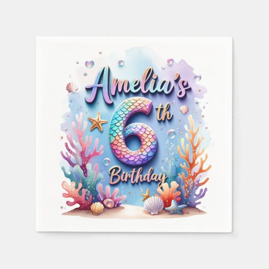 Mermaid Birthday Party – Under the Sea Party Serviette (Vorderseite)