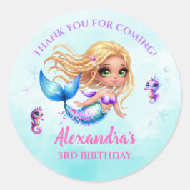 Mermaid Birthday Party - Under the Sea Splish spla Runder Aufkleber