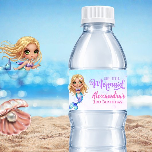 Mermaid Birthday Party - Under the Sea Splish Wasserflaschenetikett