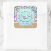 Mermaid Birthday Party Vielen Dank für Ihre Unters Quadratischer Aufkleber (Tasche)