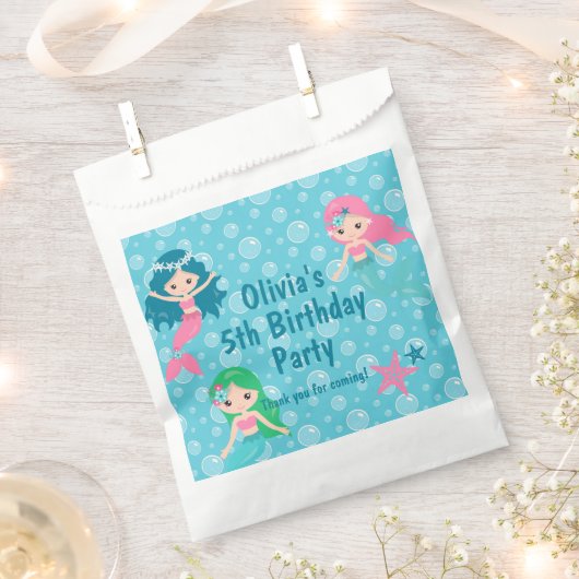 Mermaid Birthday Personalisiert Geschenktütchen (Ausgeschnitten)