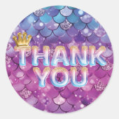 Mermaid Birthday Pink Glitzer Danke, Star Stick Runder Aufkleber (Vorderseite)