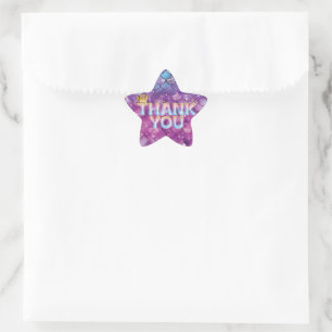 Mermaid Birthday Pink Glitzer Vielen Dank Stern-Aufkleber