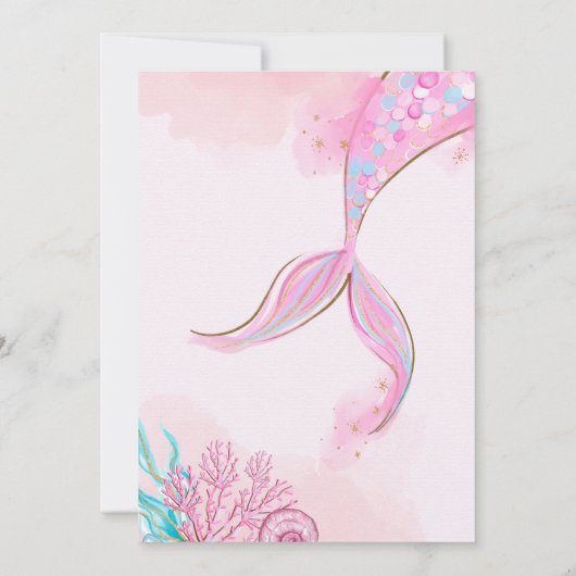 Mermaid Birthday Pool Party Einladung (Rückseite)