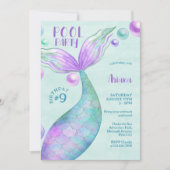 Mermaid Birthday Pool Party Einladung (Vorderseite)