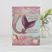 Mermaid Birthday Pool Party Einladungen (Stehend Vorderseite)