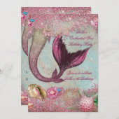 Mermaid Birthday Pool Party Einladungen (Vorne/Hinten)