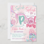 Mermaid Birthday Pool Party Invitation Einladung (Vorderseite)