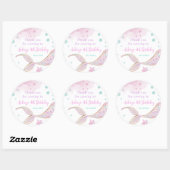Mermaid Birthday Pool Party Unterhalb des Meeres Runder Aufkleber (Blatt)