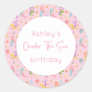 Mermaid Birthday Runder Aufkleber