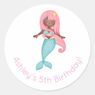 Mermaid Birthday Runder Aufkleber