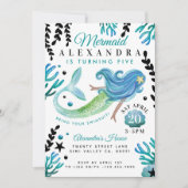 Mermaid Birthday Schwimmbad Party Einladung (Vorderseite)