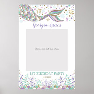 Mermaid Birthday Selfie Foto Booth Prop Baby Girl Poster