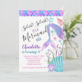 Mermaid Birthday, Splish Splash Einladung (Stehend Vorderseite)