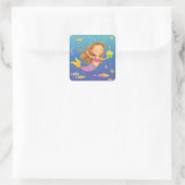 Mermaid Birthday Square Stickers (Tasche)