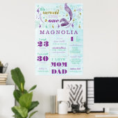 Mermaid Birthday Stats Milestone Poster (Heimbüro)