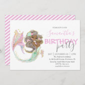 Mermaid Birthday Sweet Little Mermaid Nautical Ankündigung (Vorne/Hinten)