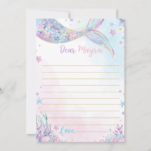 Mermaid Birthday Time Kapsel Message Card Dankeskarte (Vorderseite)