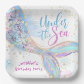 Mermaid Birthday under Sea Blue Paper Teller (Vorderseite)