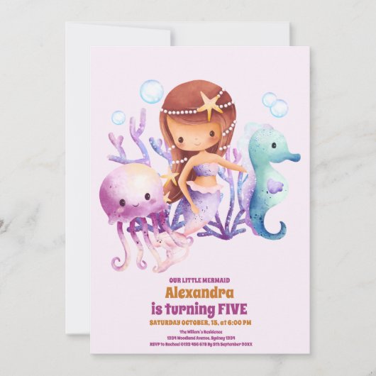 Mermaid Birthday Under Sea Party Einladung (Vorderseite)