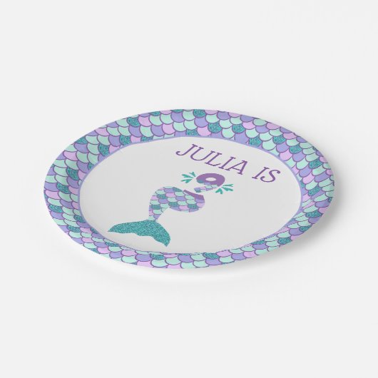 Mermaid Birthday Under Sea Party Pappteller (Schrägansicht)