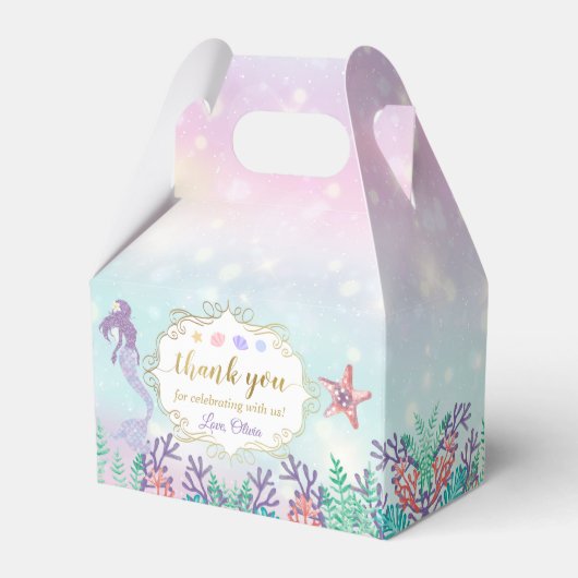 Mermaid Birthday Under Sea Party Vielen Dank Geschenkschachtel (Rückseite)