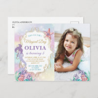 Mermaid Birthday Under the Sea Foto Einladung