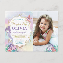 Mermaid Birthday Under the Sea Foto Einladung Postkarte