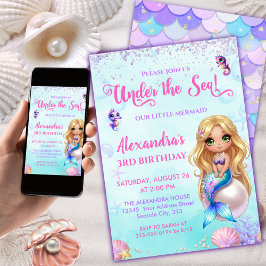 Mermaid Birthday - Under the Sea Splish Splash Einladung