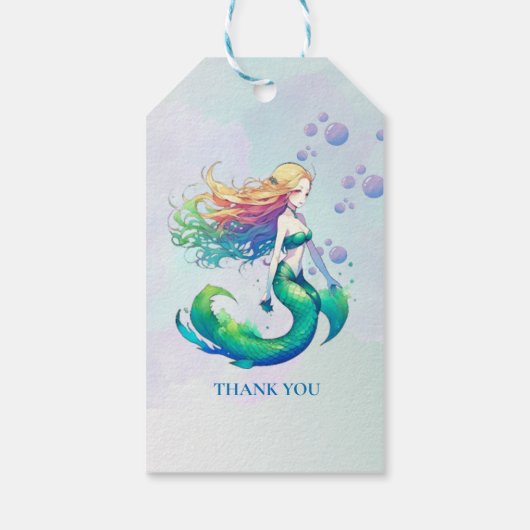Mermaid Birthday unter dem Meer Danke Geschenkanhänger (Rückseite)