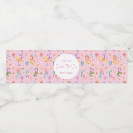Mermaid Birthday Wasserflaschenetikett (Einzelnes Label)