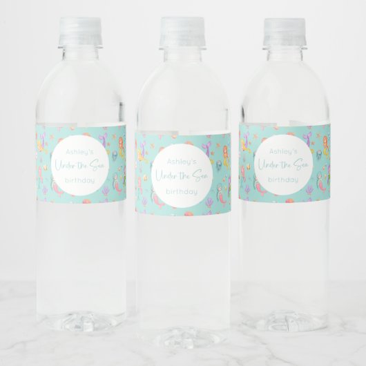Mermaid Birthday Wasserflaschenetikett (Flaschen)