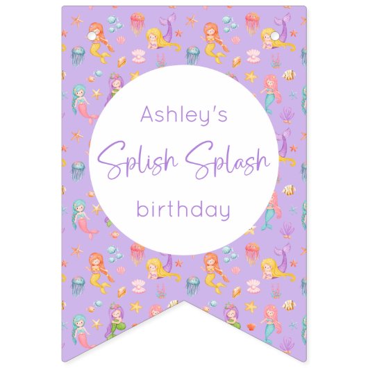 Mermaid Birthday Wimpelkette (Erste Fahne)