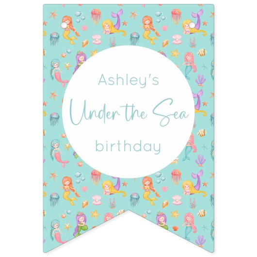 Mermaid Birthday Wimpelkette (Erste Fahne)